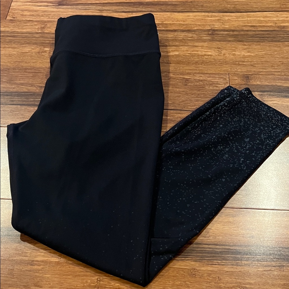 Athleta Black Leggings with Speckled Bottom